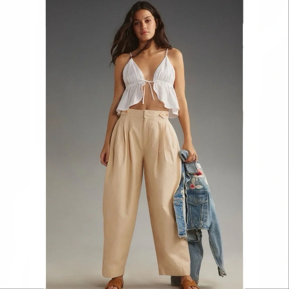 Anthropologie Pants - Anthropologie Maeve Utility Barrel Trouser Chino Pant in Neutral Size 8
